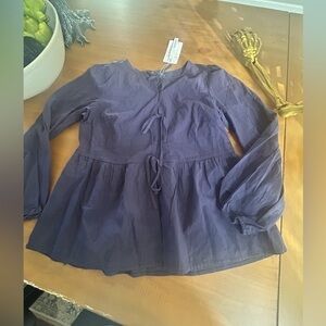 NWT Merokeety Purple/Blue Long Sleeve Blouse
